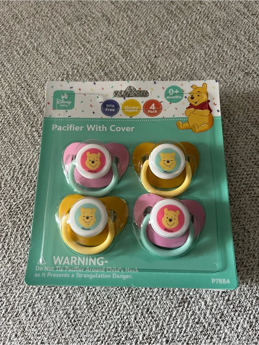 Disney Baby Winnie the Pooh Pacifier Set in Pink and Yellow with Covers